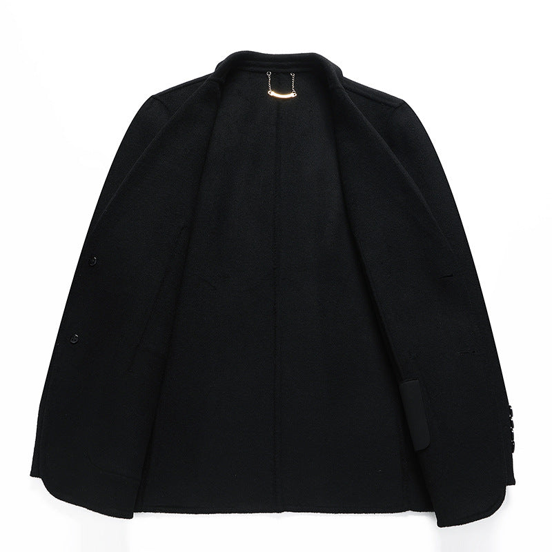 Men's Single-Breasted Wool Blend Jacket with Patch Pockets and Light Thermal Lining Chichicherry