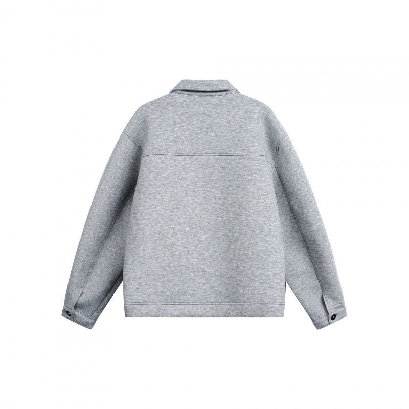 Unisex Boxy-Zip-Sweat jacket with shirt collar, concealed seams, and slit pockets Chichicherry