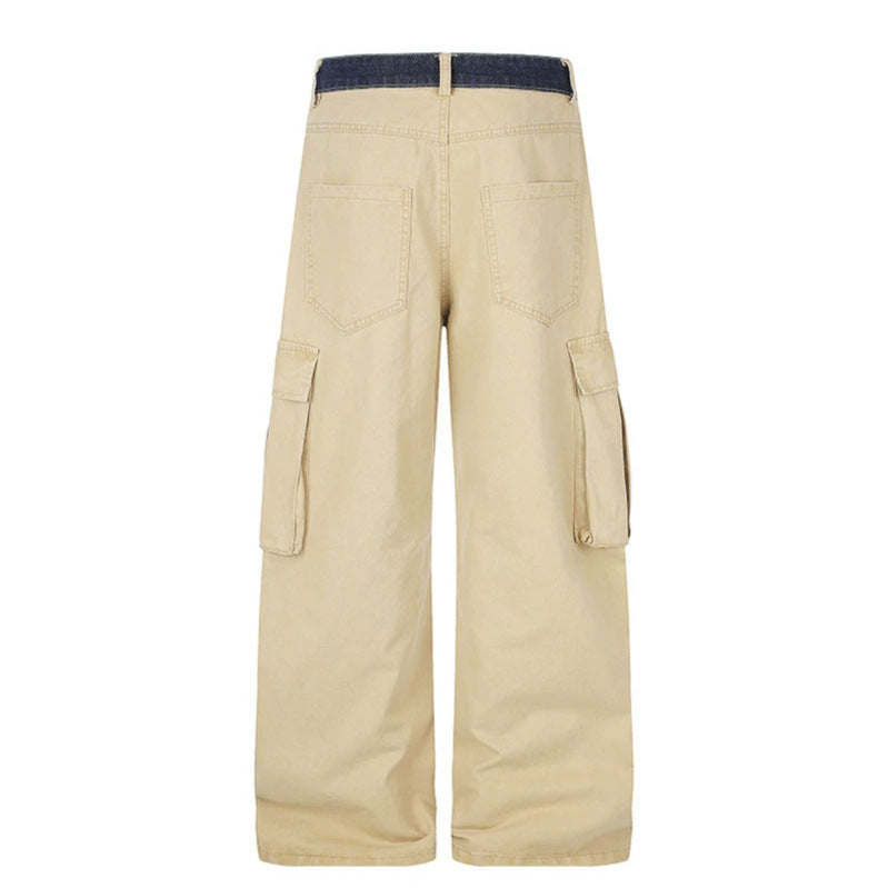Women's Wide Cargo Palazzo Pants with Large Flap Pockets and High Waist Chichicherry