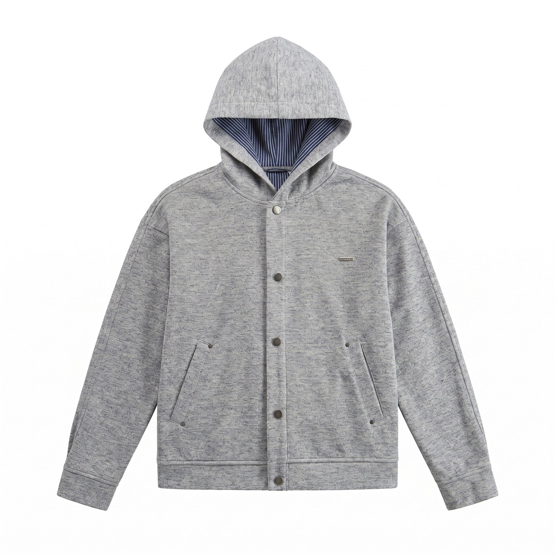 Unisex Short Cut Boxy Hoodie Jacket made of Sweat with Snap Placket and Side Pockets Chichicherry
