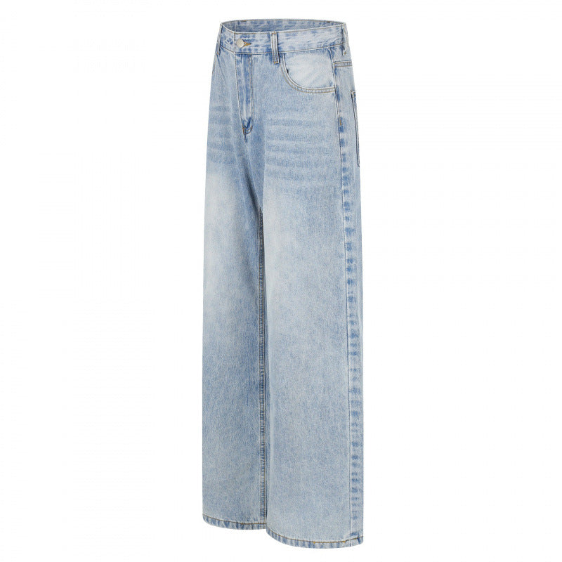 Women High-waisted wide jeans with wide leg, vintage wash and classic pocket design Chichicherry