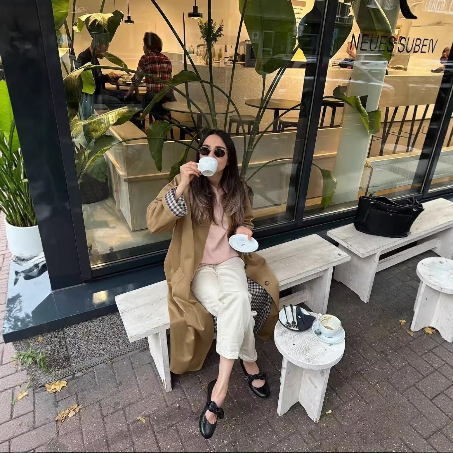 Women Long Minimalist Trench Coat with Wide Collar and Straight Silhouette Chichicherry