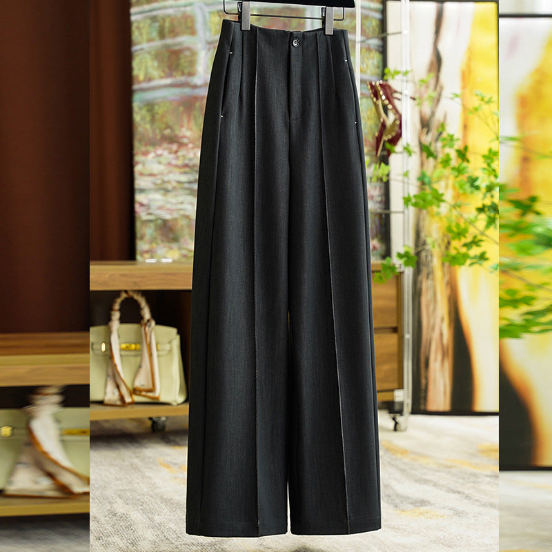 Women's Elegant High-Waisted Pleated Trousers Chichicherry