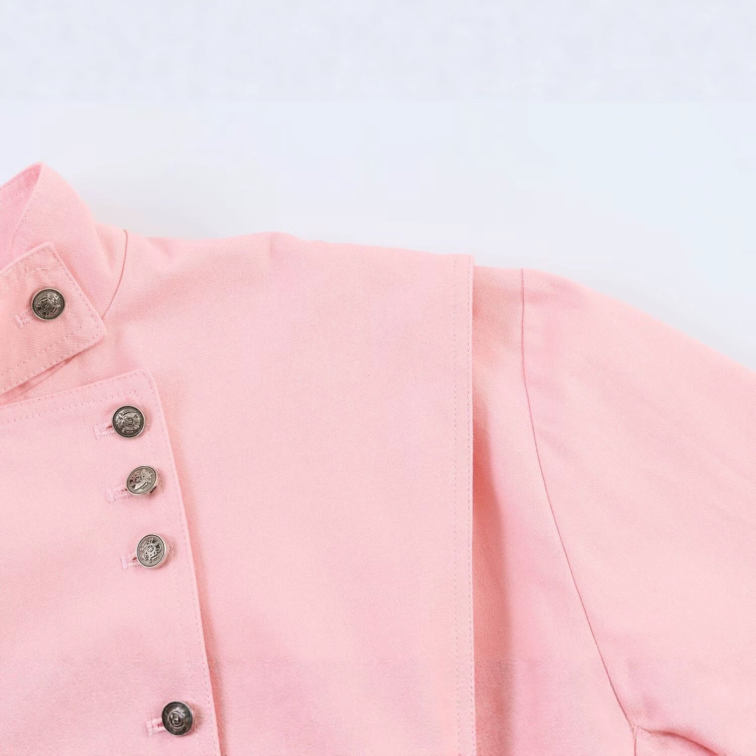 Women's short blazer in origami look with stand-up collar, asymmetric button placket, and patch pockets Chichicherry