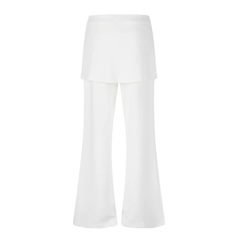 Women's loungewear pants with integrated mini skirt, wide leg, and star rhinestone application Chichicherry