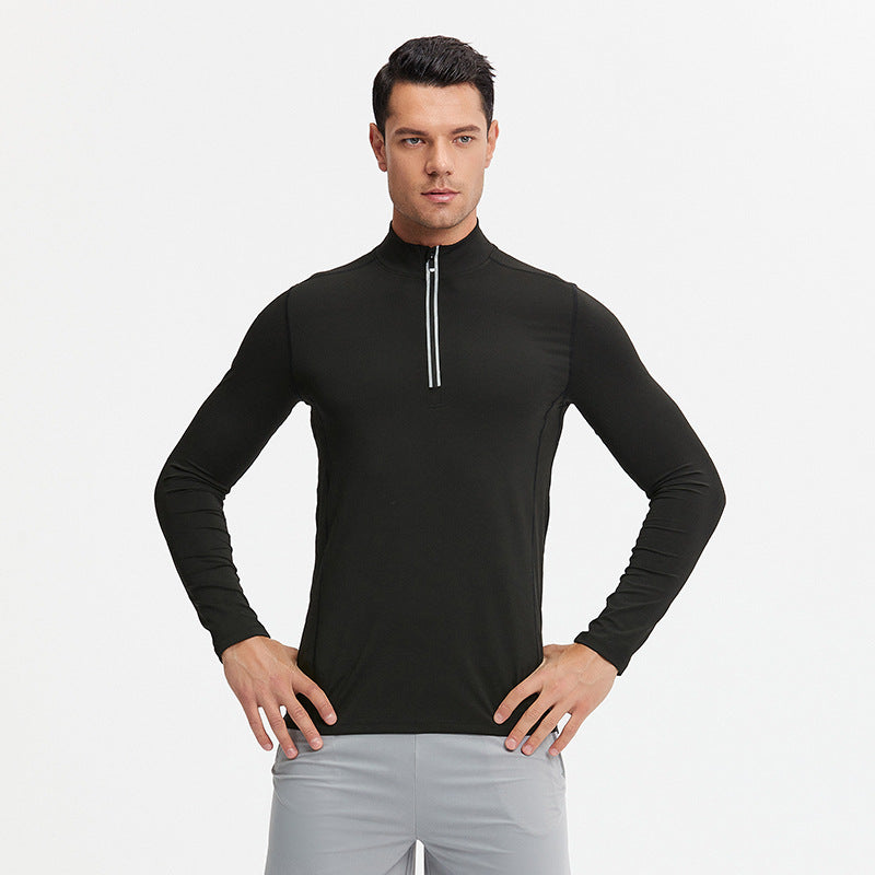 Men's long sleeve training shirt with half zipper and breathable functional material Chichicherry