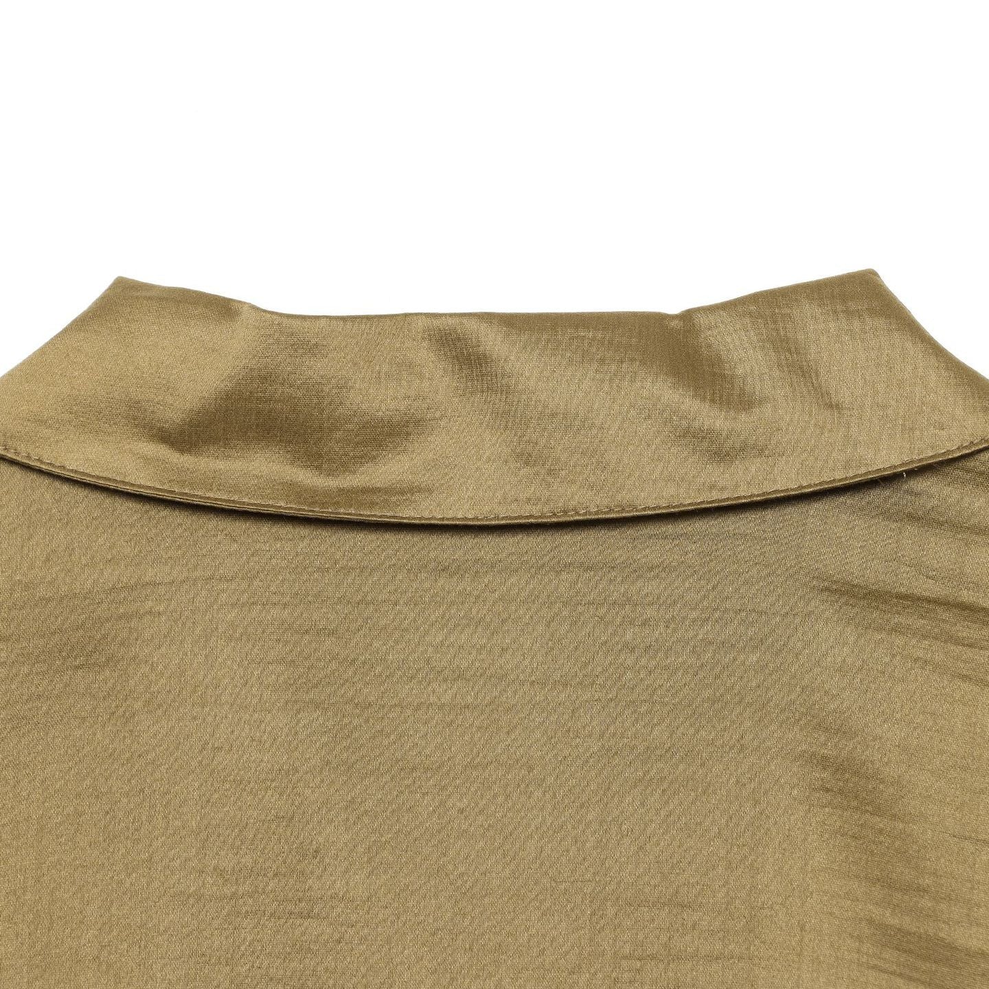 Women's Oversized Satin Blouse with Shirt Collar, Concealed Button Placket and Cuffs Chichicherry