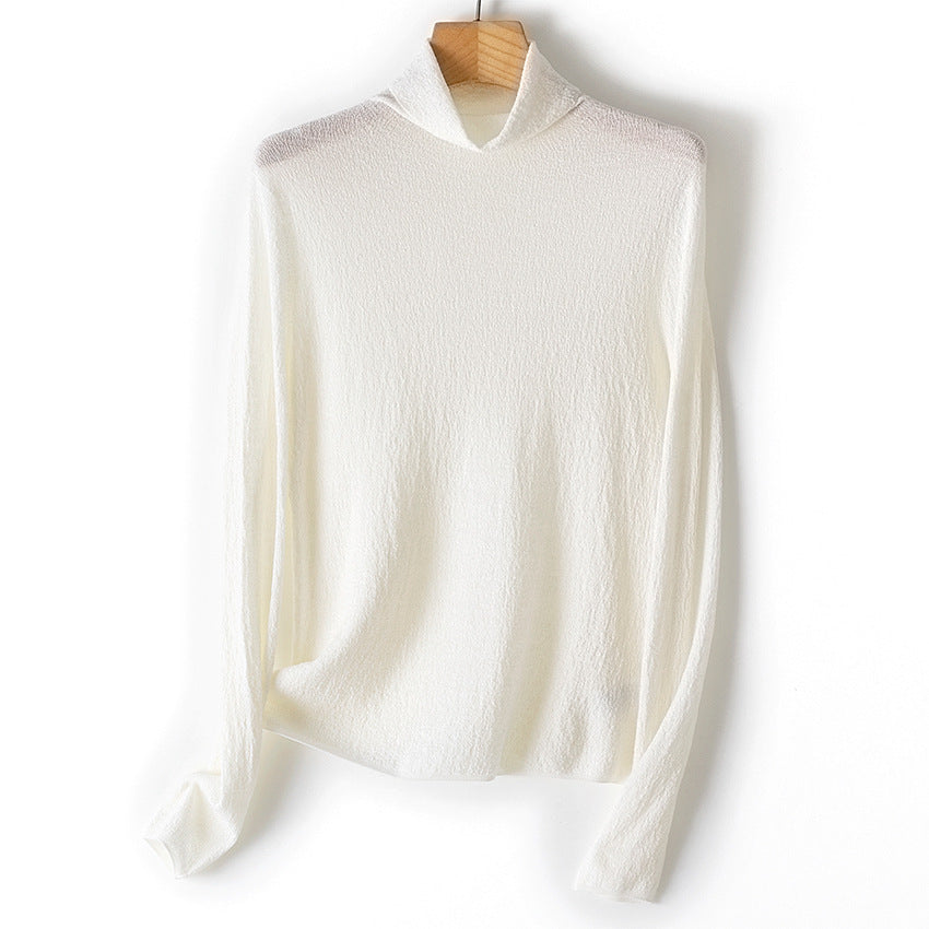 Women's textured knit turtleneck sweater with a light crinkle effect Chichicherry