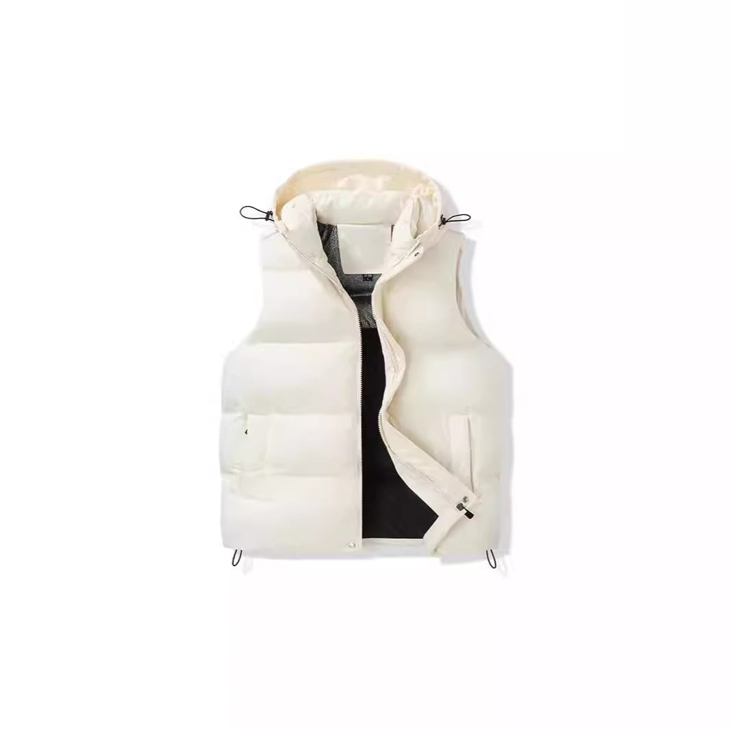 Men's Padded Hooded Vest with Thermal Insulation and Drawstring Chichicherry