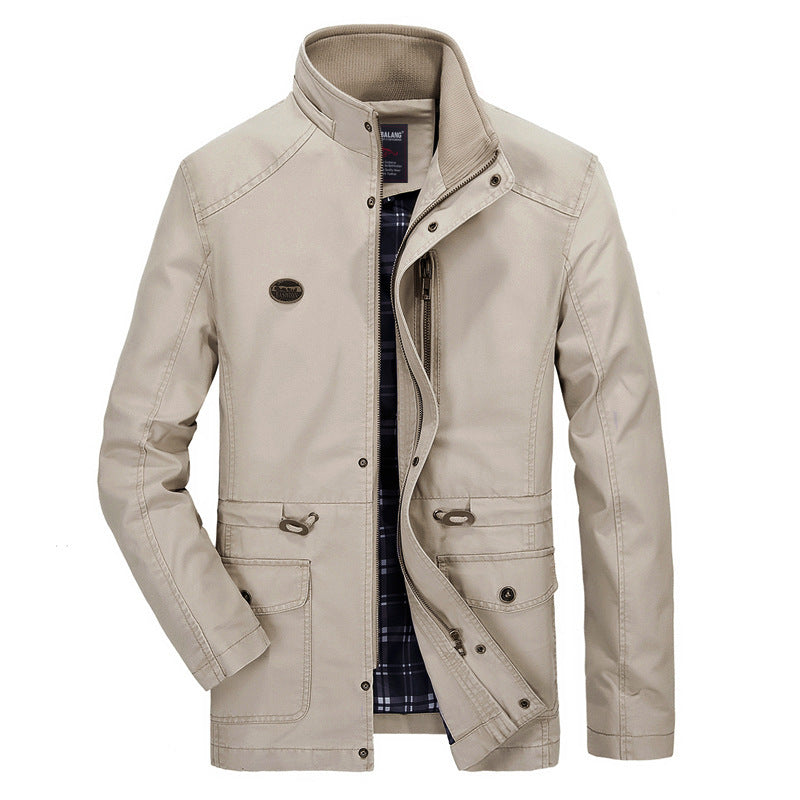 Men's mid-length parka with hood, checkered lining and waist drawstring Chichicherry