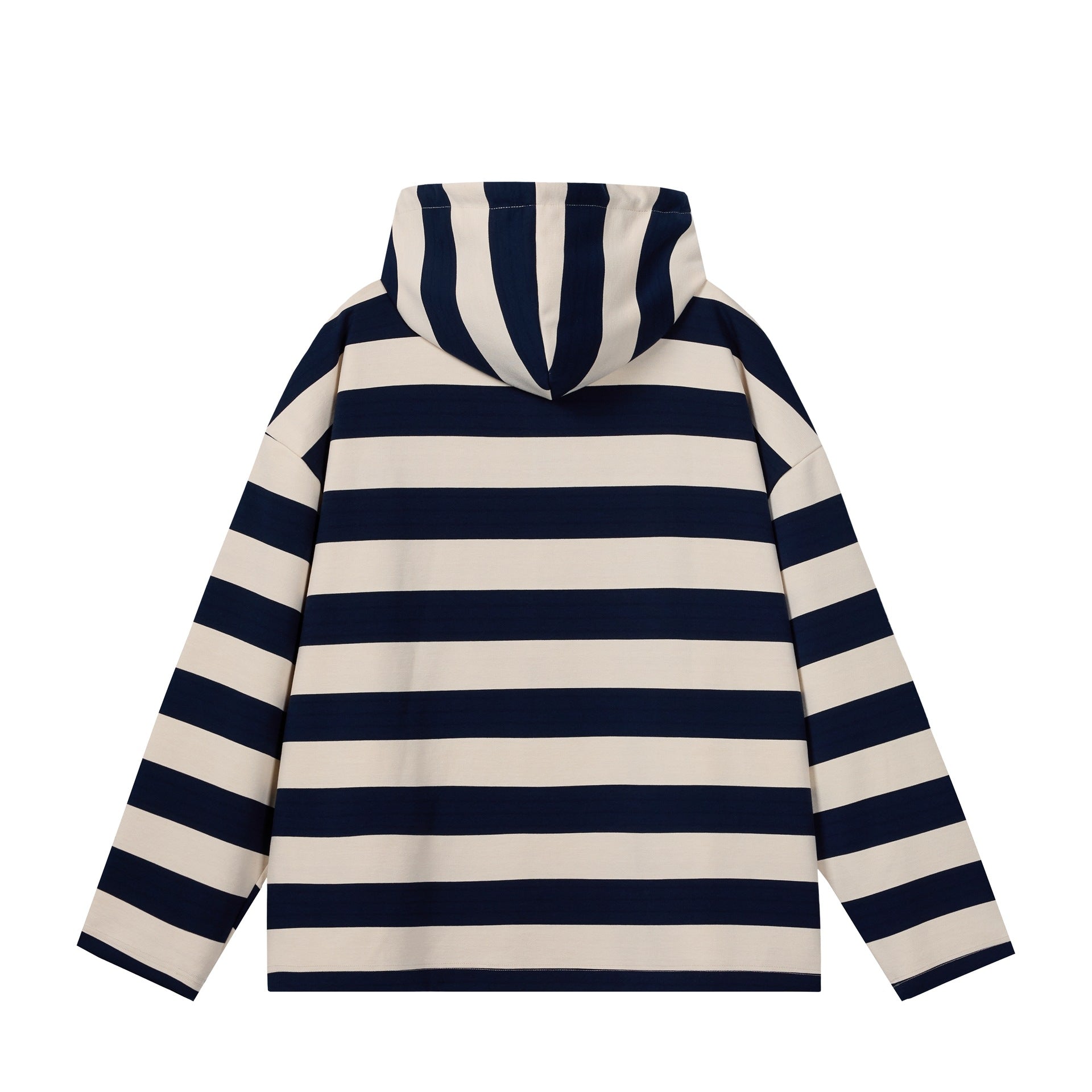 Men's Striped Hooded Rugby Shirt in Oversized Cut with Placket Chichicherry