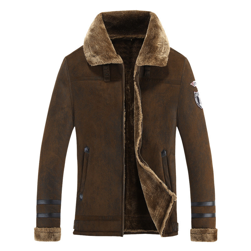 Men's padded pilot jacket with faux fur lining and stand-up collar Chichicherry