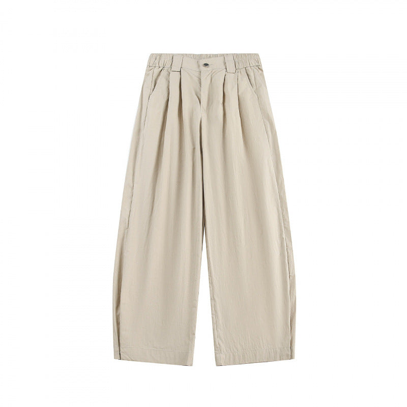 Women's wide high-waisted culotte pants with pleats, elastic waistband, and side pockets Chichicherry