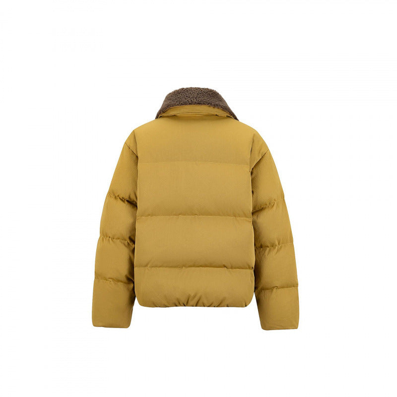 Women's cropped padded bomber jacket with teddy collar and flap pockets Chichicherry