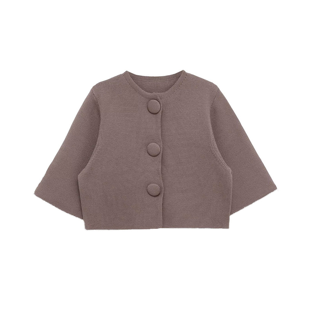 Women's short cape cardigan with dropped shoulders and covered decorative buttons Chichicherry