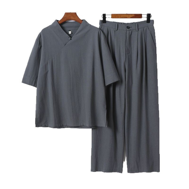 Unisex Locker fitting lounge set in kimono style with three-quarter sleeves and elastic waistband trousers Chichicherry