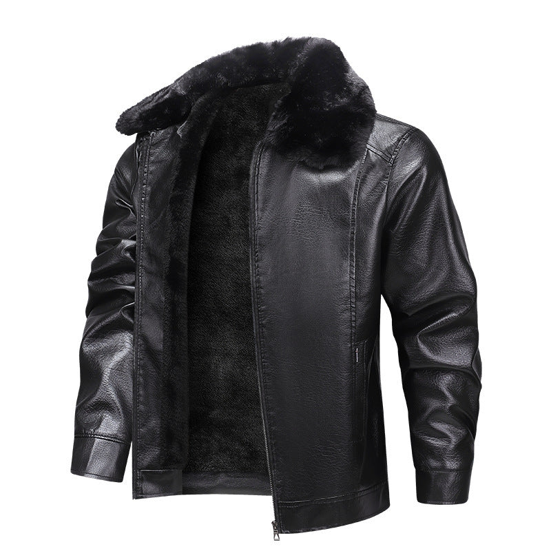 Men's faux leather pilot jacket with full teddy lining and distinctive fur collar Chichicherry