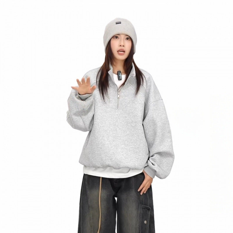 Unisex Halbzip-Sweatshirt mit Raglanärmeln, Eingrifftaschen und geripptem Saum Chichicherry