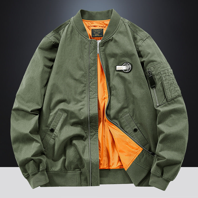 Men's bomber jacket in pilot style with contrasting inner lining and arm pocket Chichicherry