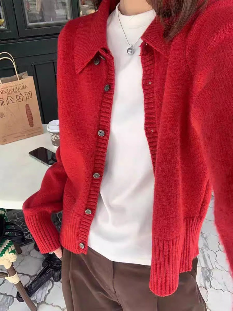 Women's short cardigan with boxy silhouette and extra soft cashmere look Chichicherry