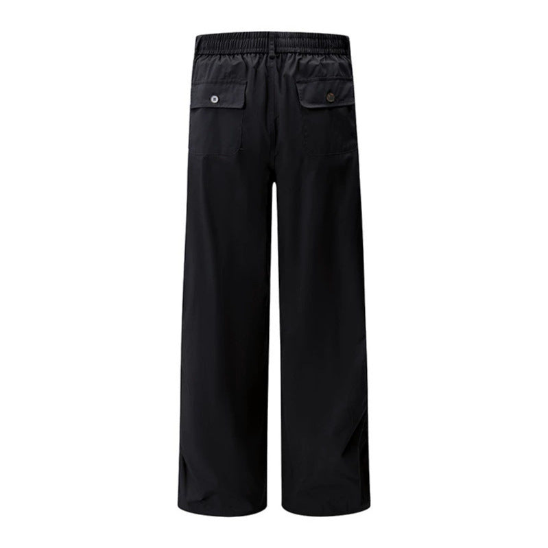 Women's Wide Cargo Palazzo Pants with Drawstring Waistband and Adjustable Hem Cords Chichicherry