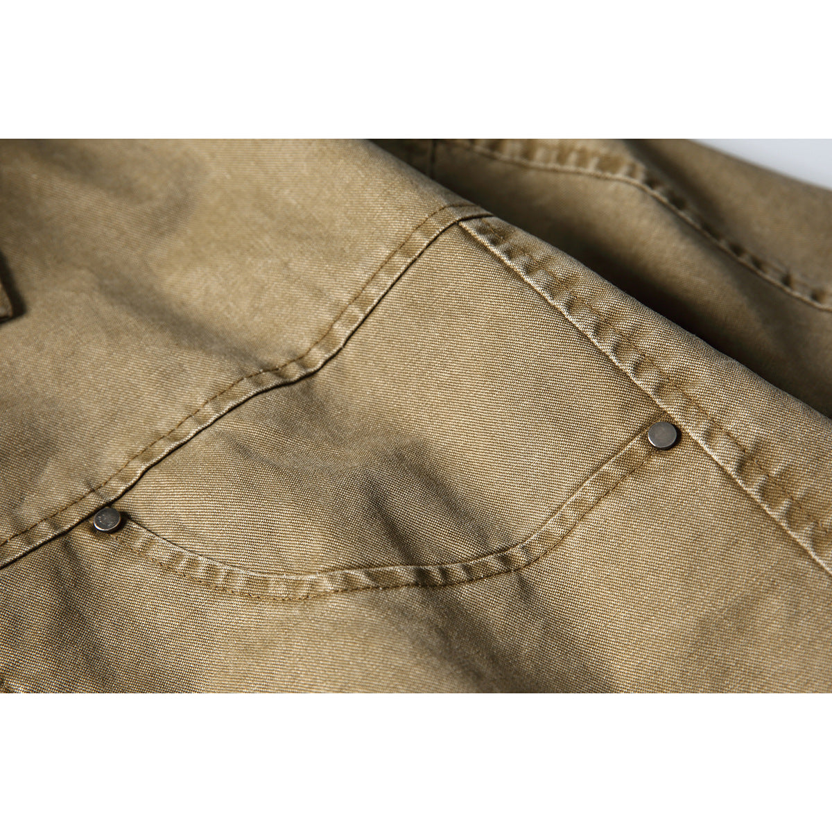 Unisex Boxy Jeans Jacket in Vintage Washed Look with Zipper and Elastic Hem Chichicherry