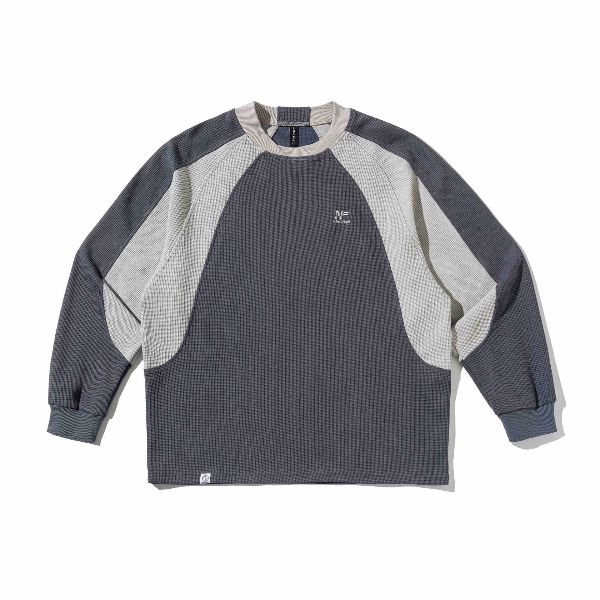 Men's waffle texture sweatshirt with raglan sleeves and contrasting inserts Chichicherry