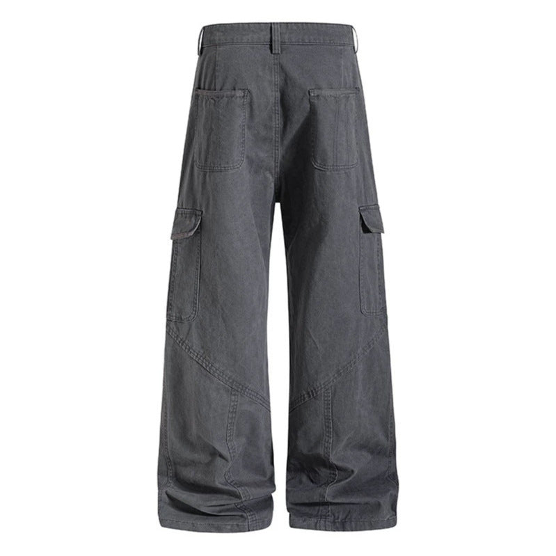 Women Wide Cargo Pants made of Cotton Blend with High Waist and Multifunction Pockets Chichicherry