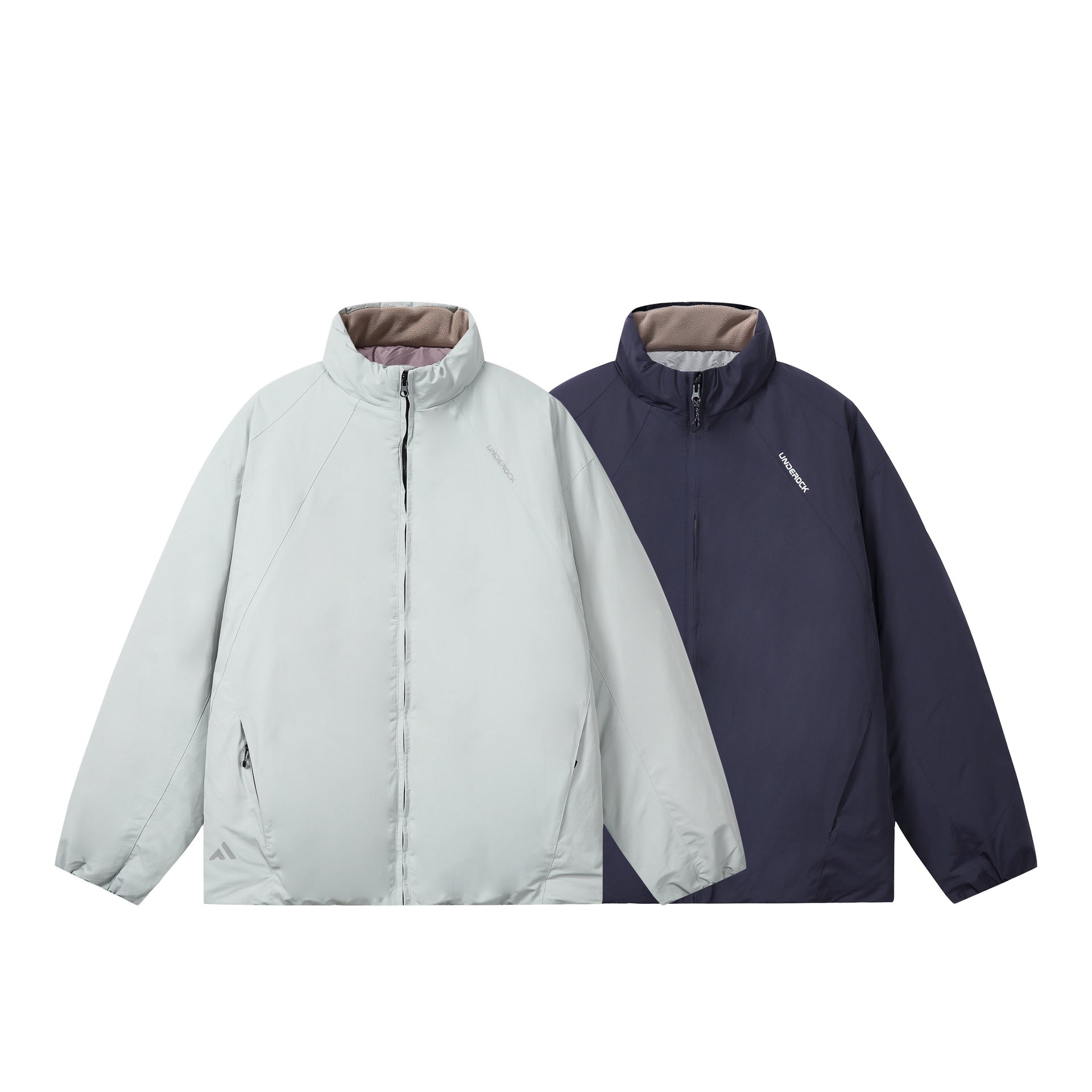 Men's short-cut windproof thermal jacket with fleece-lined stand-up collar and concealed zipper Chichicherry