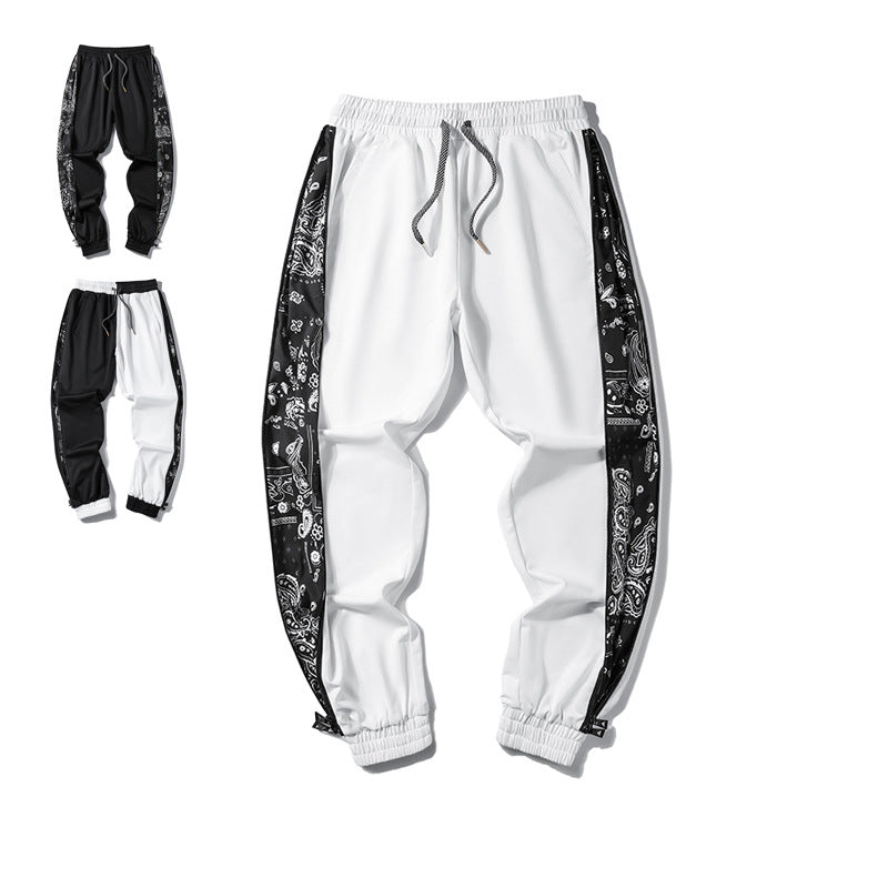 Men's loose-fitting jogging pants with bandana side inserts and elastic hem Chichicherry