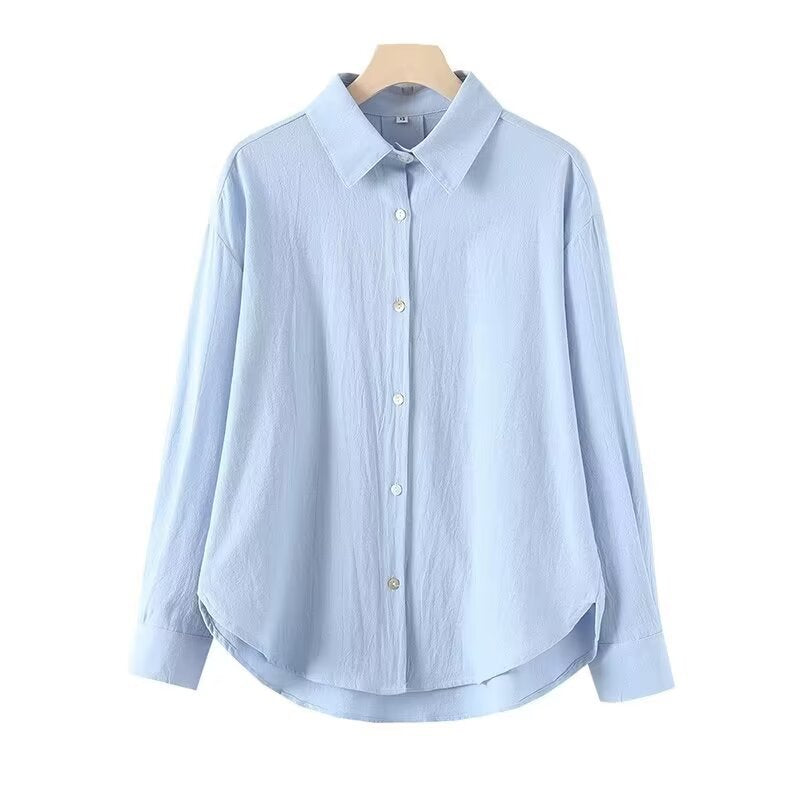 Women's Oversized Shirt Blouse made of lightweight Crepe with rounded hem and classic collar Chichicherry