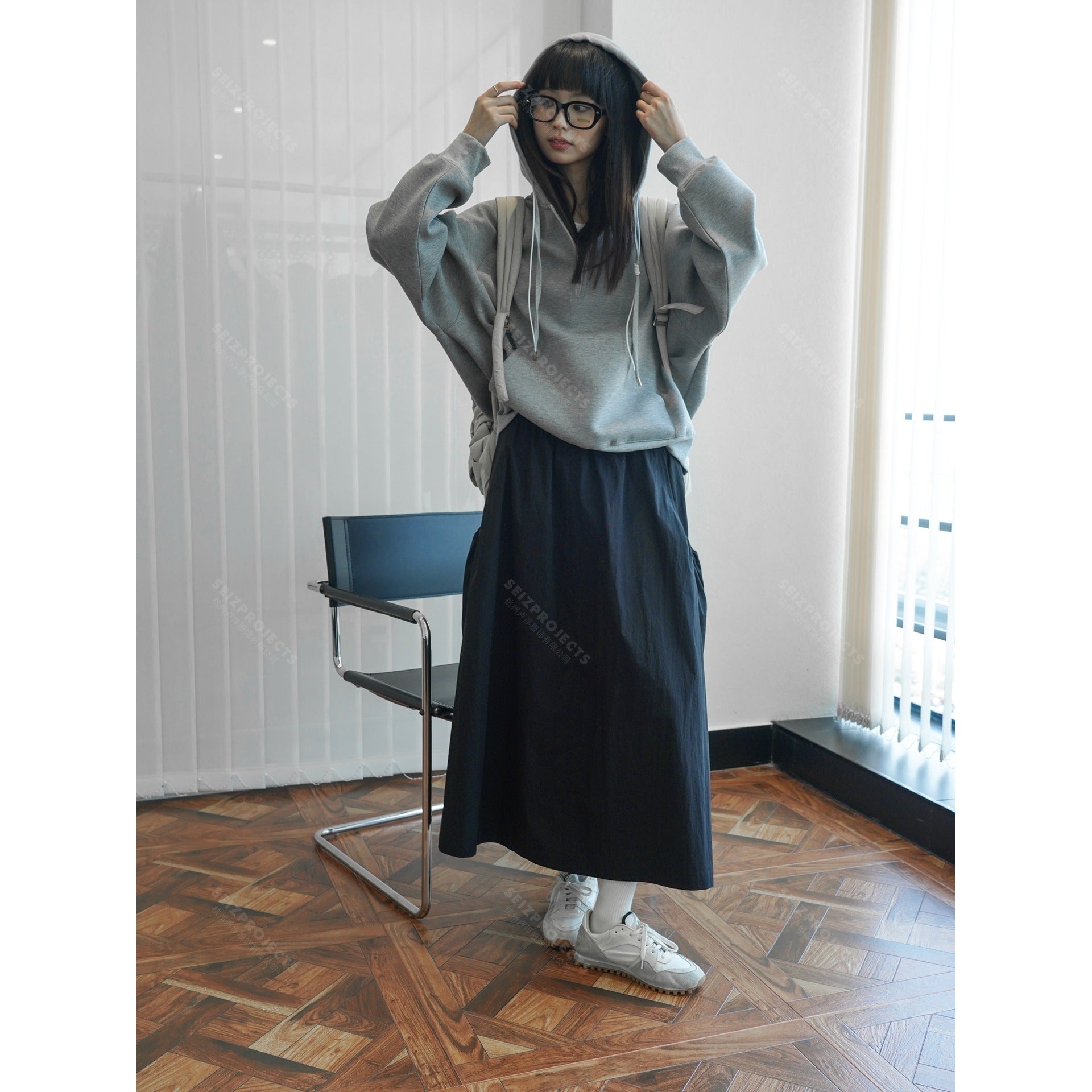 Women Wide Tiered Midi Skirt with Flowing A-Line and Seamless Ruffles Chichicherry