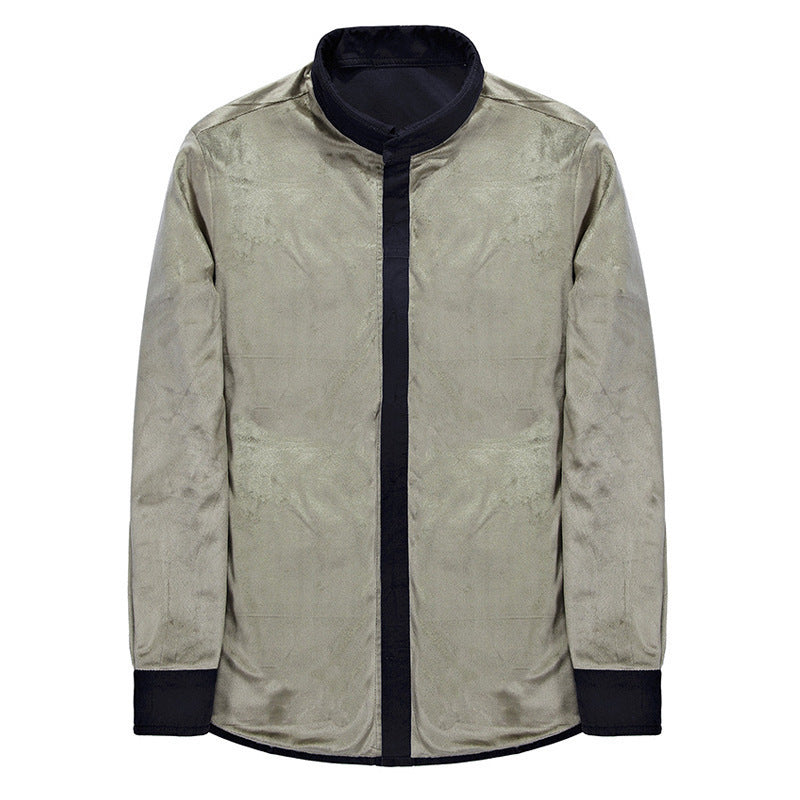 Men's lightly padded canvas worker shirt jacket with chest flap pockets Chichicherry