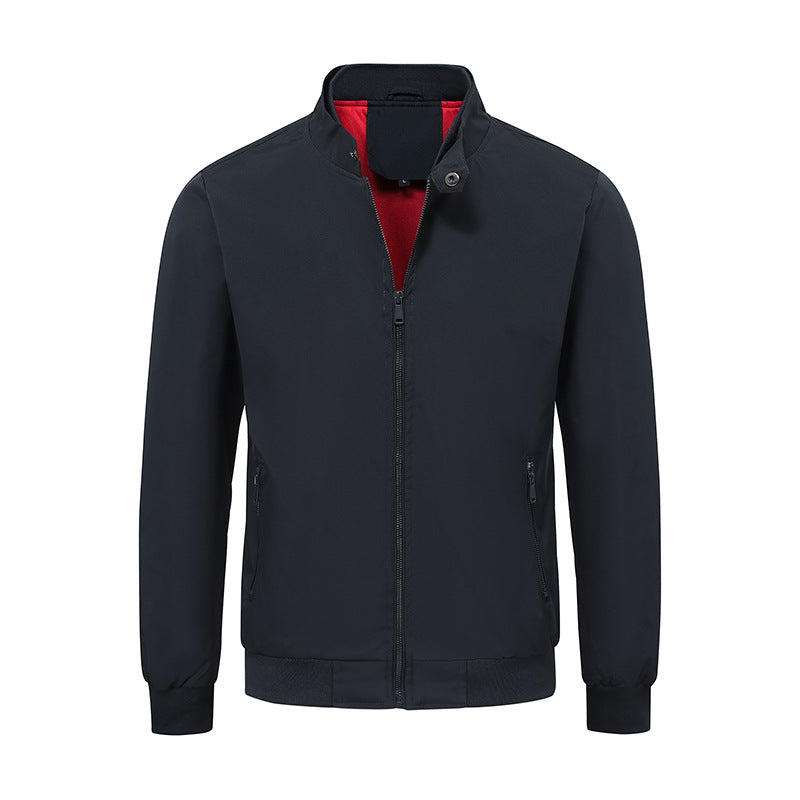Men's Lightweight Bomber Jacket with Stand-Up Collar, Wind-Resistant Shell and Elastic Cuffs Chichicherry