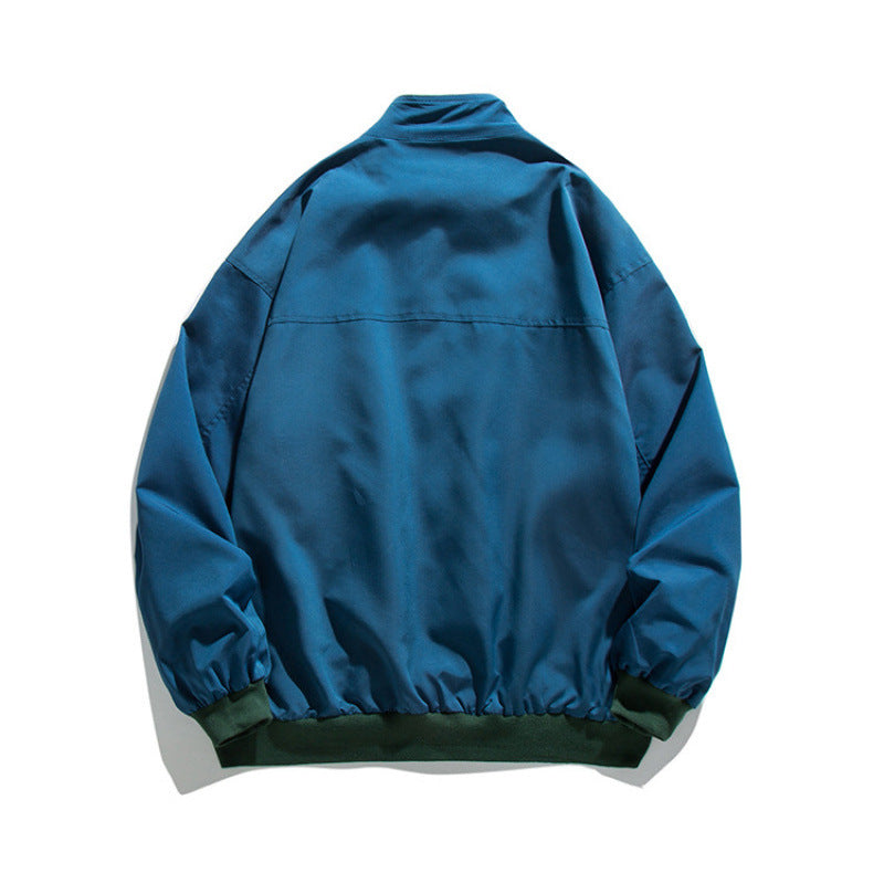Men's Boxy Bomber Jacket in Utility Style with High Stand-up Collar and Patch Flaps Chichicherry