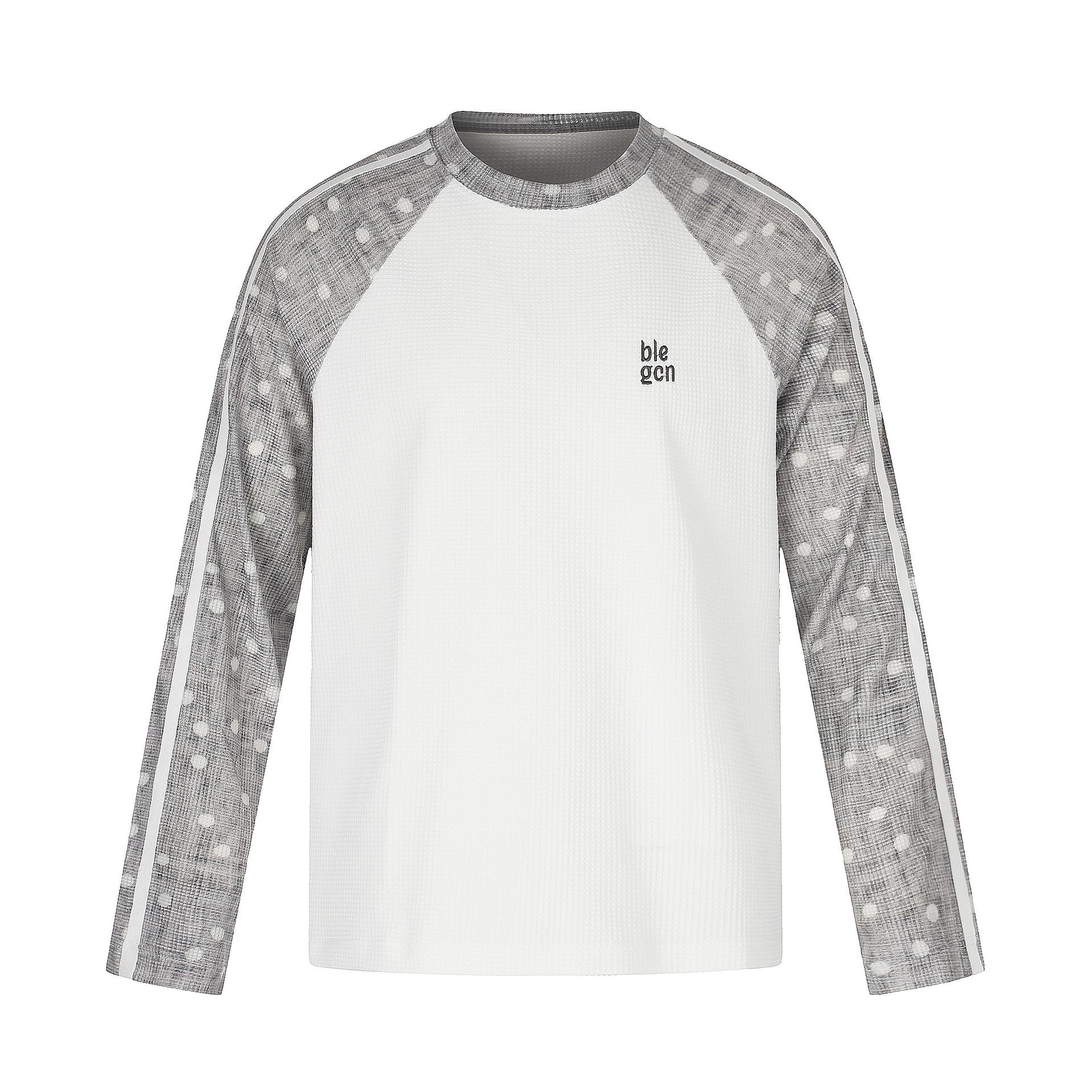 Unisex waffle texture sweatshirt with transparent contrast sleeves, raglan and side stripes Chichicherry