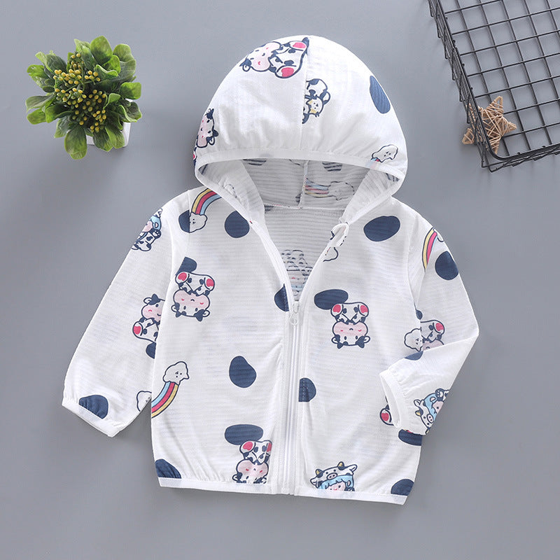 Unisex lightweight hoodie for toddlers with cute animal print and zipper Chichicherry