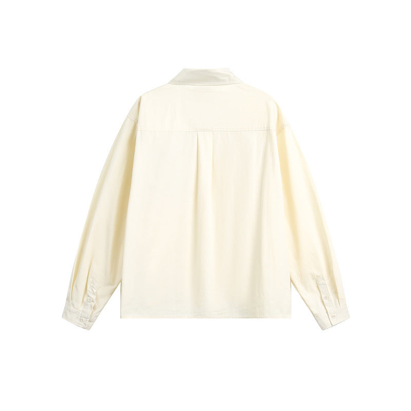 Unisex locker fit cotton shirt jacket with asymmetrical check chest flap pockets Chichicherry