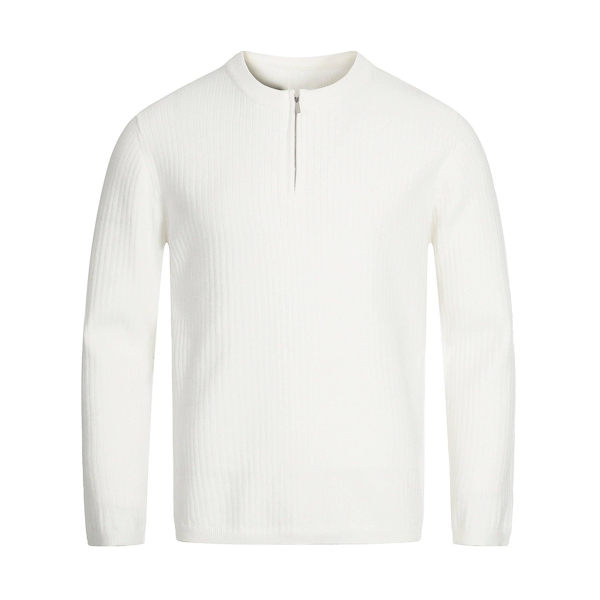 Unisex Rib Knit Half-Zip Sweater with Slim Silhouette and Troyer Collar Chichicherry