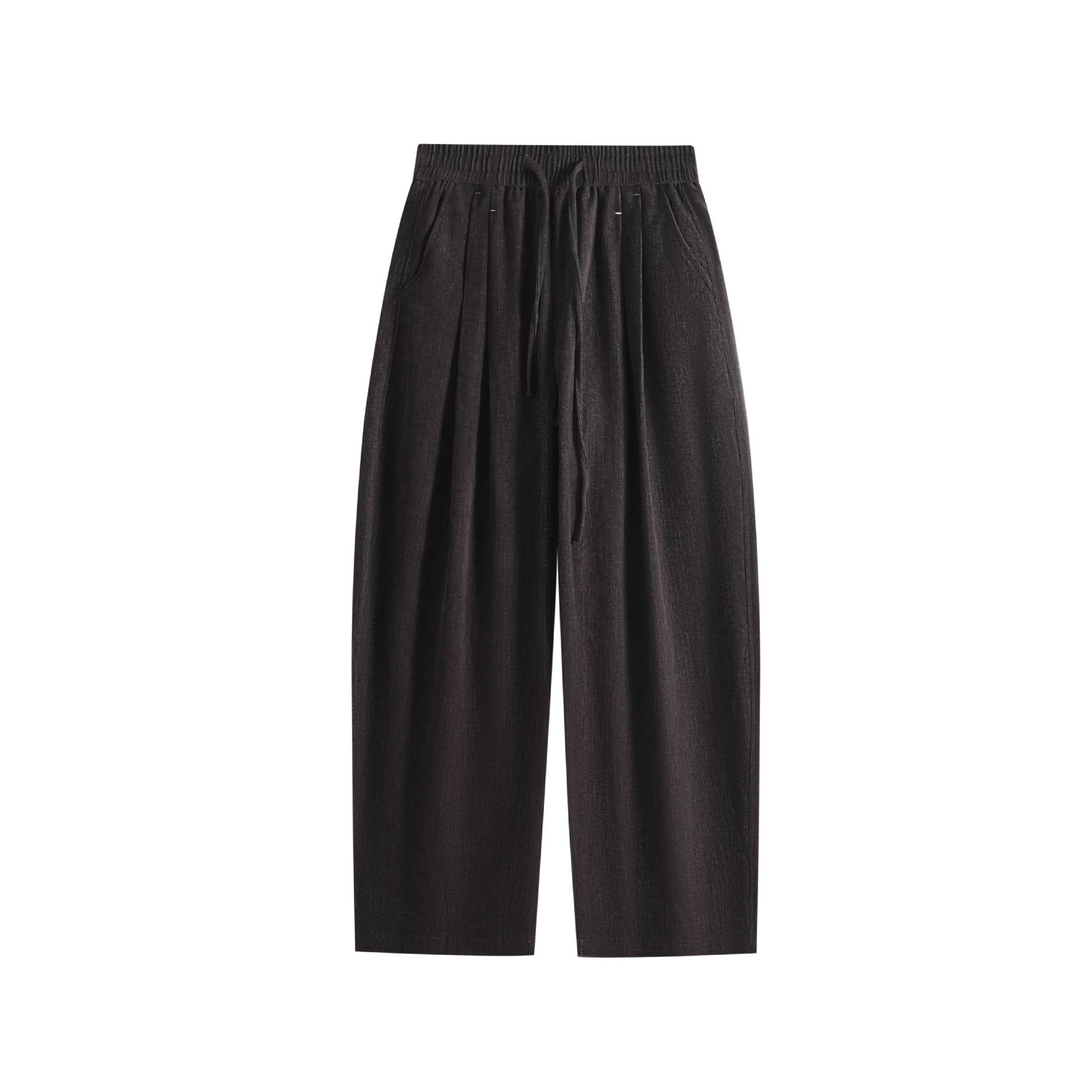 Women Wide Palazzo Pants with Elastic Waistband, Drawstring and Side Pockets Chichicherry
