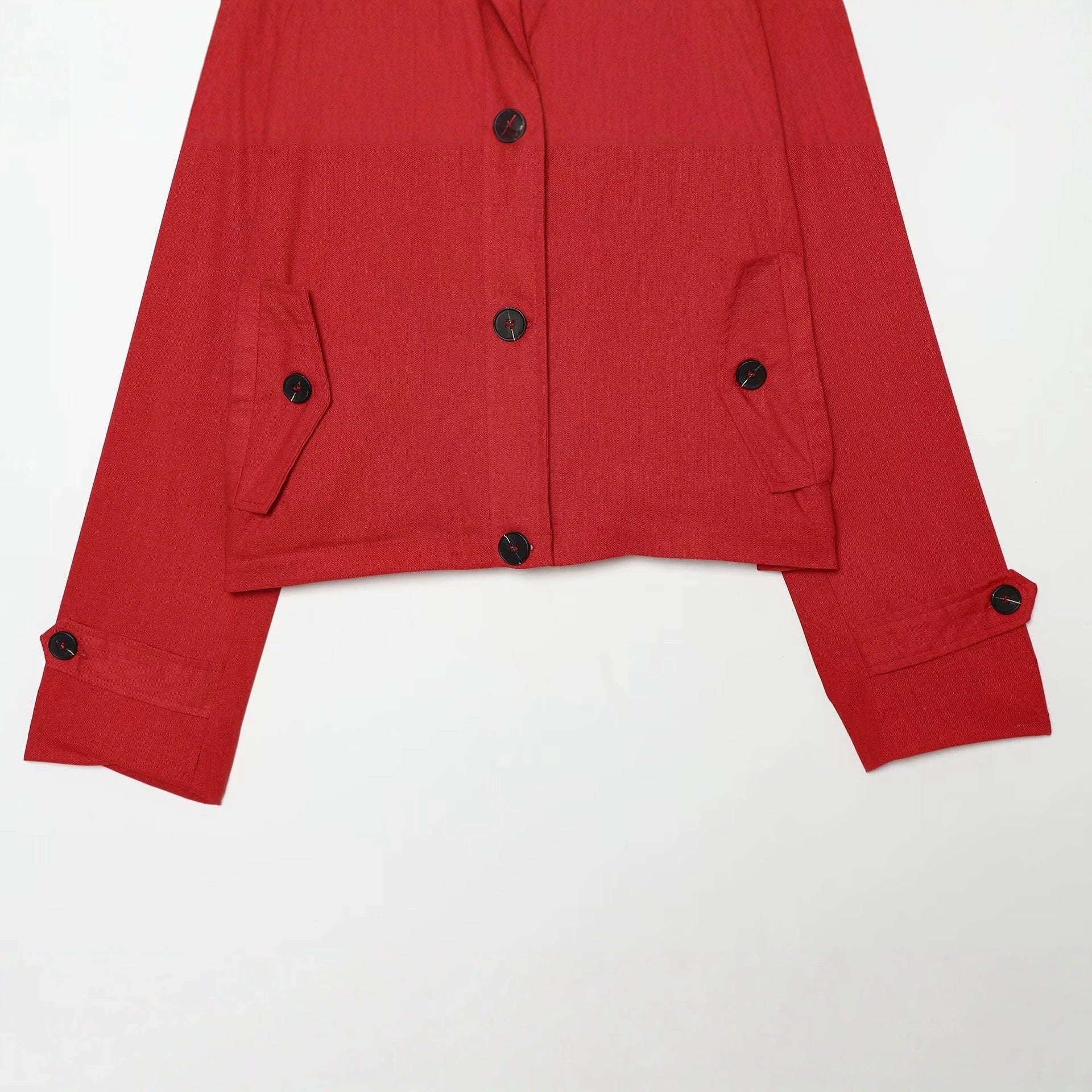 Women's Short Utility Jacket in Cropped Cut with Stand Collar and Shoulder Straps Chichicherry