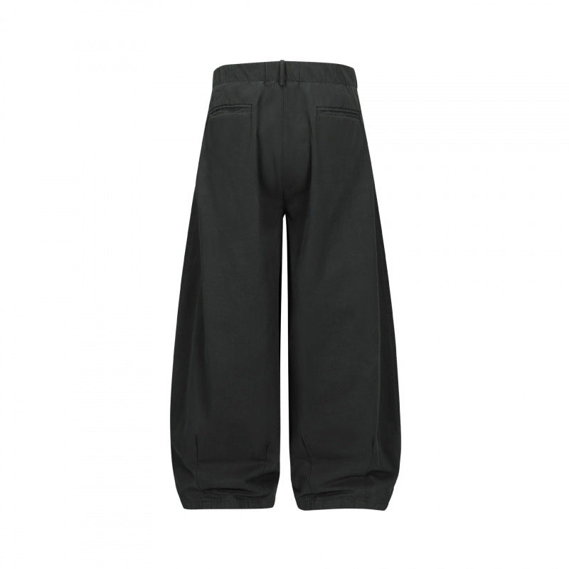 Women's Wide High-Waist Pleated Trousers with Balloon-Shaped Silhouette Chichicherry