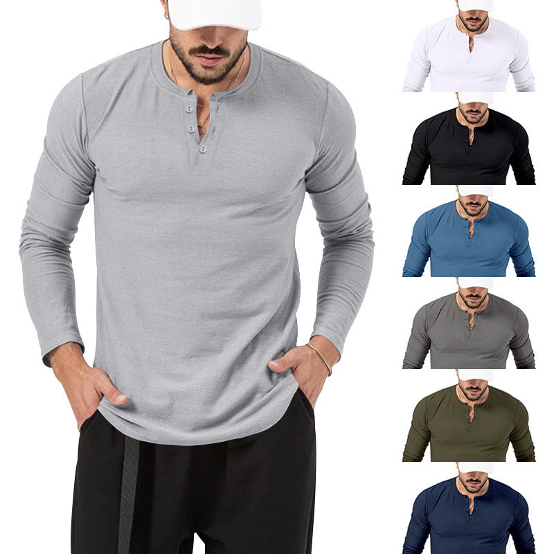 Men's Long Sleeve Henley made of lightweight cotton blend Chichicherry