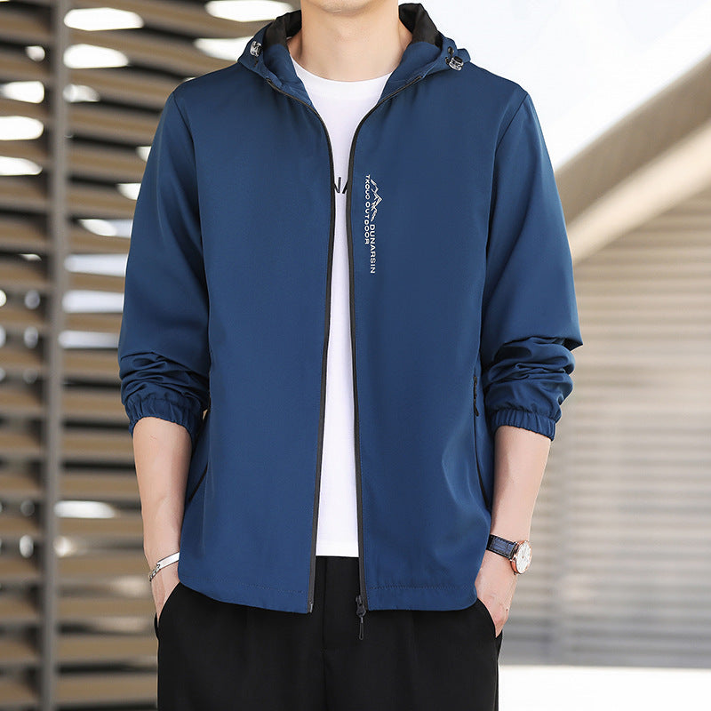 Men's Ultralight Hooded Shell Jacket in Urban Minimal Style with Windproof Membrane and Zipper Pockets Chichicherry