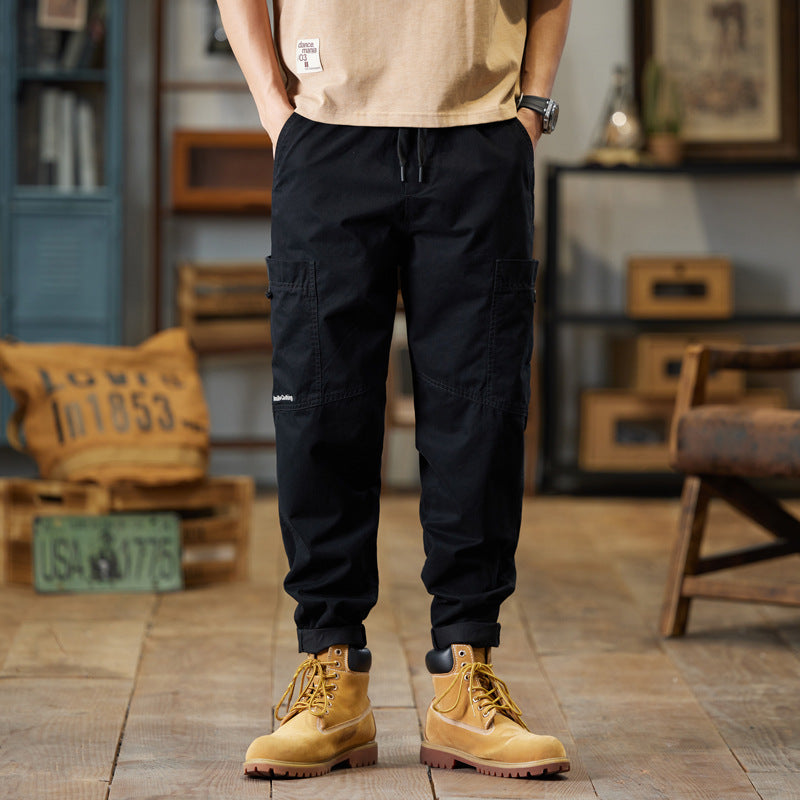 Men's cotton twill jogger pants in tapered fit with drawstring and rolled hem Chichicherry
