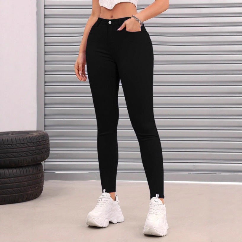 Women's Thermo High Waist Fleece Jeggings in Jeans Look Chichicherry