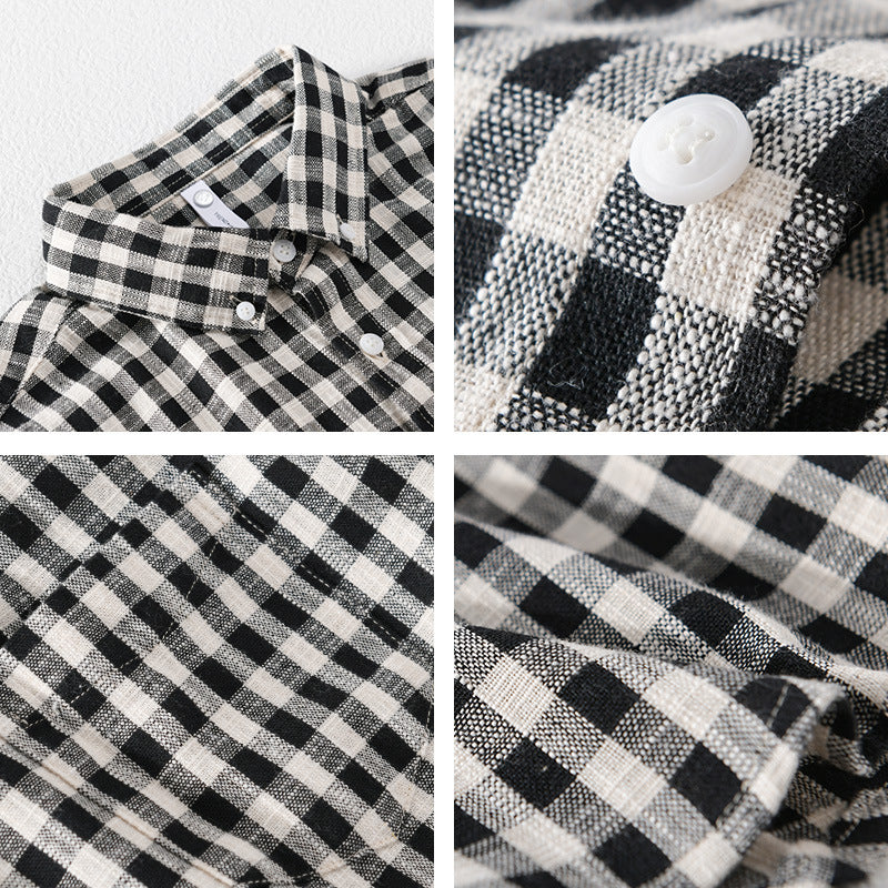 Men's Casual Checkered Layering Shirt made of Brushed Cotton Flannel with Patch Chest Pocket Chichicherry