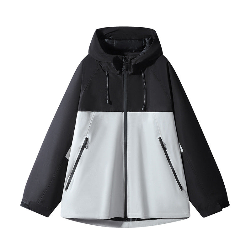Men's Double Layer Colorblock Softshell Hooded Jacket in Urban Outdoor Cut Chichicherry