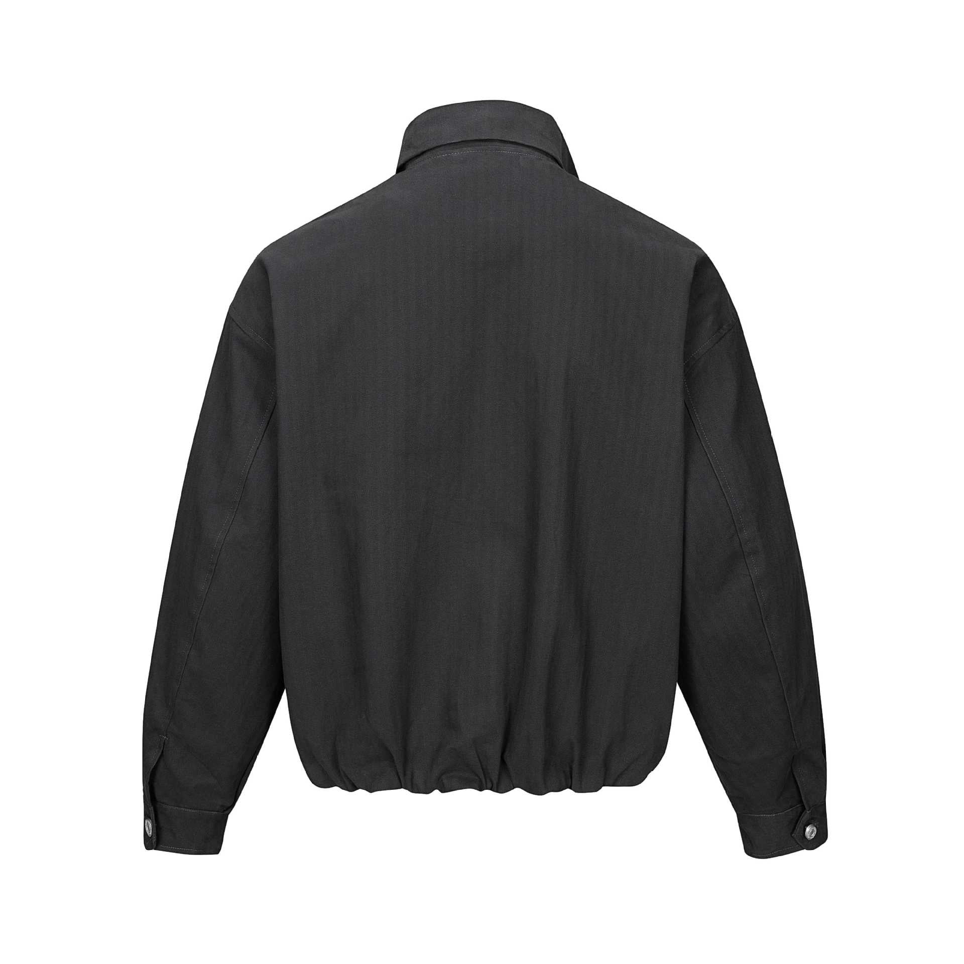 Men's short-cut canvas blouson with high stand-up collar and snap button placket Chichicherry