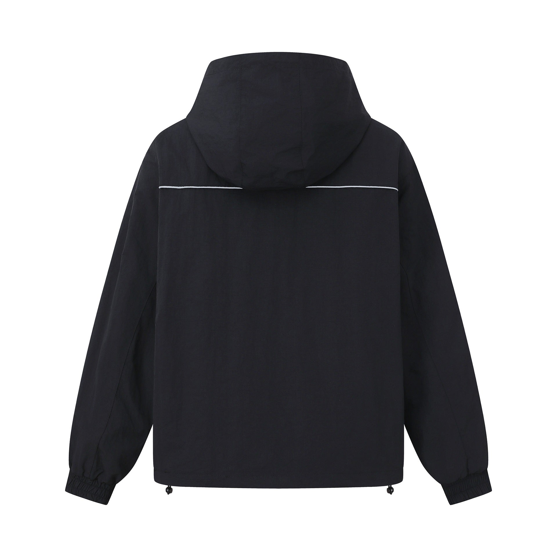 Unisex Lightweight Boxy Hooded Jacket with Two-Way Zipper and Drawstring Hem Chichicherry